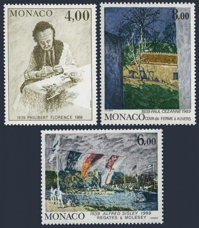 Monaco 1689-1691,MNH.Michel 1931-1933. P.Florence,Alfred Sisley,Cezanne.1989.