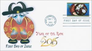 NEW 2015, Year of the Ram, Black and White, FDC, Item 15-022