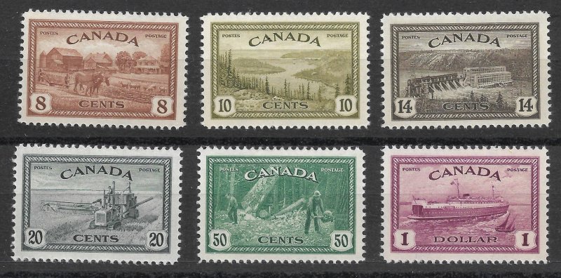 Doyle's_Stamps: Scott #268** to #273** Canadian 1946 NH Postage Stamp Set