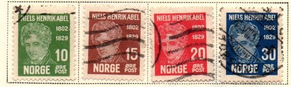 Norway Sc 145-48 1929 Niels Abel stamp set used