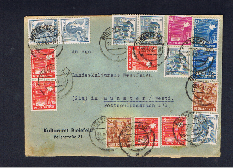 BERLIN  1948 MULTIPLE FRANKED COVER