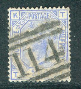 Great Britain Scott # 82, used, plate 23/TK, num 114