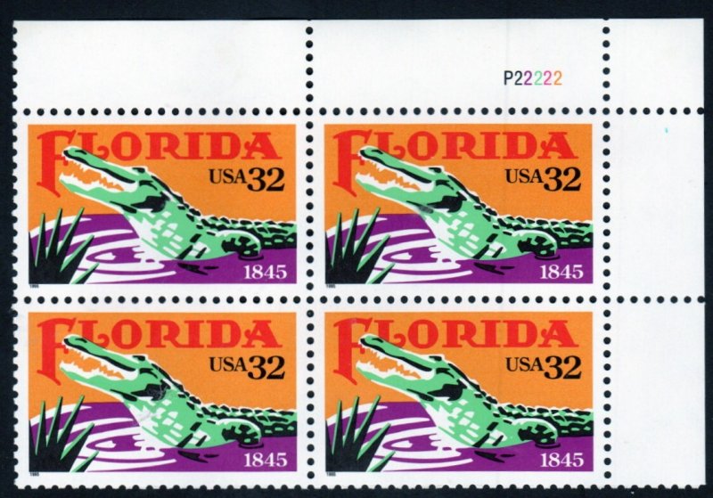 SC# 2950 - (32c) - Florida Statehood, MNH Plate Block/4 - UR # P22222