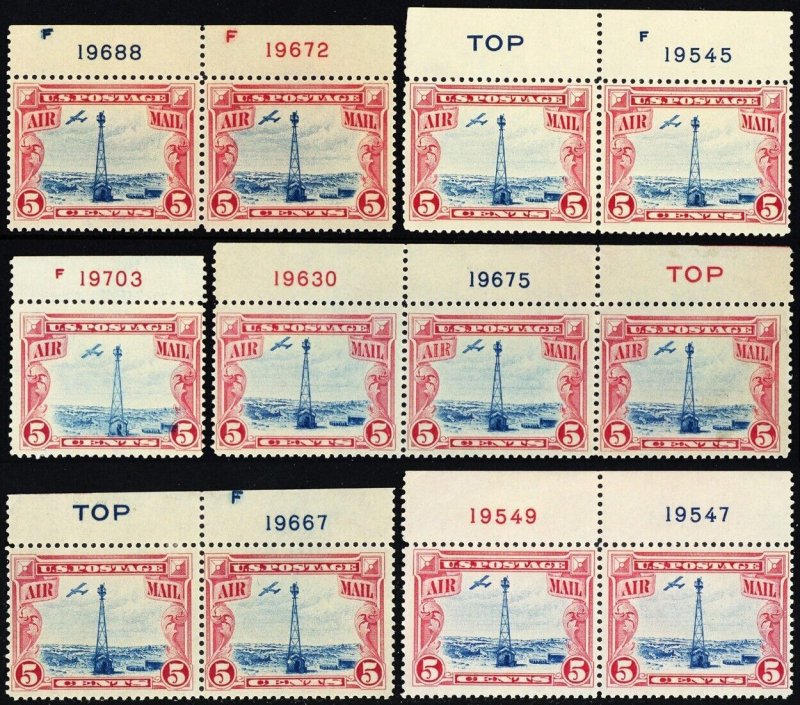 C11, MNH 5¢ Plate Number Collection of 24 Stamps CV $226+ - Stuart Katz 