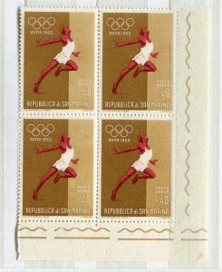 SAN MARINO; 1960 Olympics issue MINT MNH CORNER BLOCK of 4, 40L.