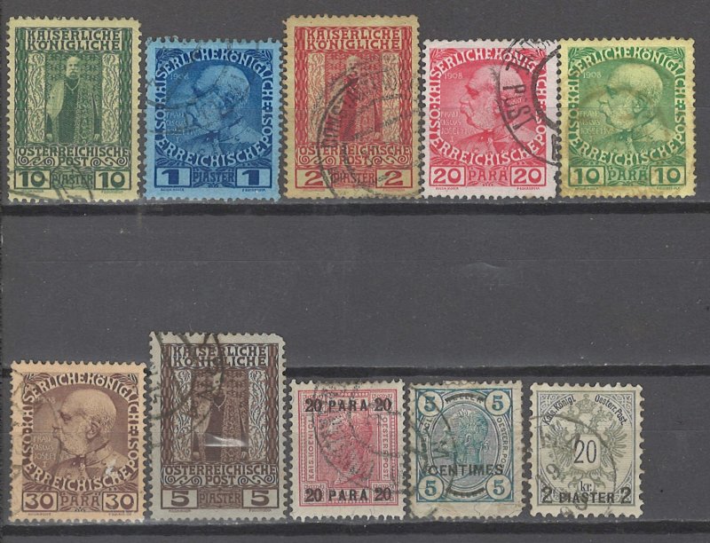 COLLECTION LOT # 3619 AUSTRIA OFFICES 10 STAMPS 1888+ CV+$16