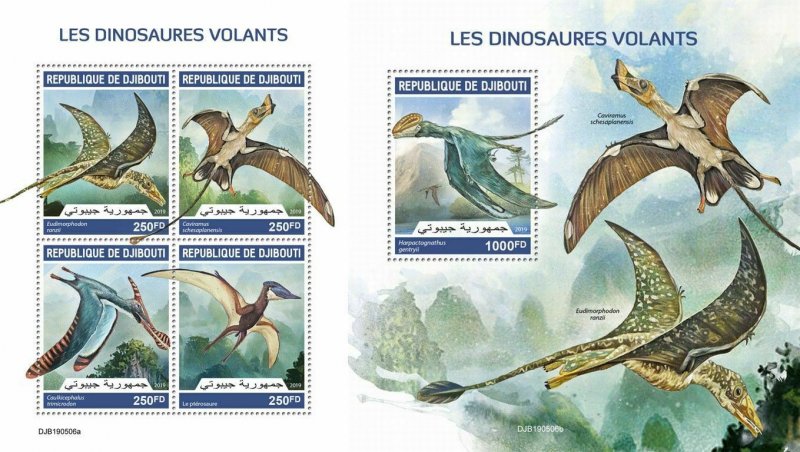 Z08 DJB190506ab DJIBOUTI 2019 Flying dinosaurs MNH ** Postfrisch