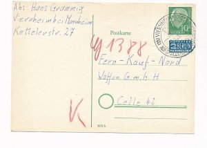 D83257 Viernheim Celle 1955 Berlin 'Notopfer' Pres. Heuss Germany
