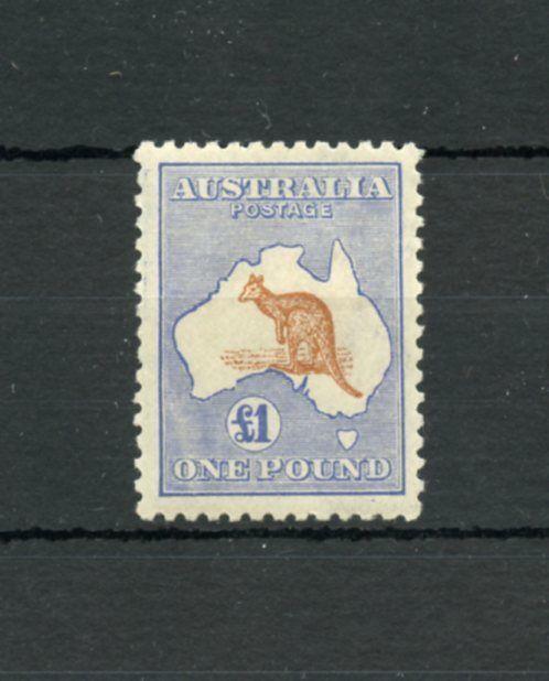 AUSTRALIA  SCOTT#56 ONE POUND KANGAROO MINT HINGED FRESH PRISTINE SCOTT $3000.00