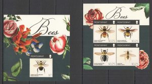 B0288 2015 Montserrat Flora Fauna Honey Bees #1779-83 Michel 22 Euro Kb+Bl Mnh