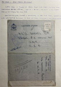 1944 British Field Post Office 832 Air Letter Censored Cover To RAF Middle East