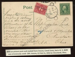 J46 Postage Due on 1914 Picture Postcard Ancon Canal Zone to Ohio LV9061