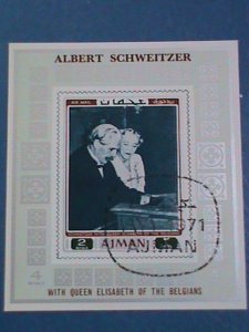 AJMAN STATE-STAMP:1971-ALBERT SCHWEITZER & THE QUEEN CTO:S/S SHEET  NOT HING