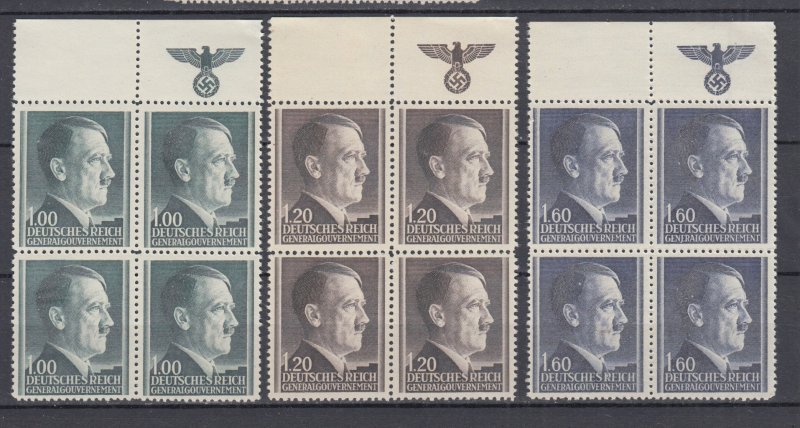 WWII 1943 Third Reich Occup. Generalgouvernment Full Set  Mi 86/88 MNH