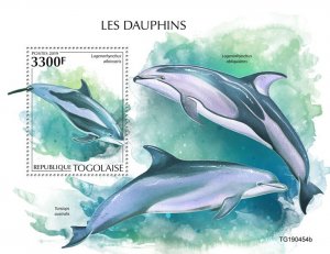 TOGO - 2019 - Dolphins - Perf Souv Sheet - Mint Never Hinged