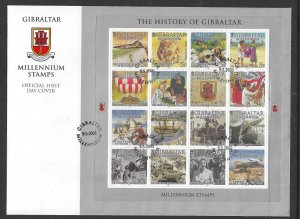 GIBRALTAR SG916a 2000 NEW MILLENNIUM SHEETLET  ON FIRST DAY COVER USED