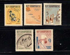 Albania stamps #666 - 670, MHOG, complete set, 1963, Topical, Olympics