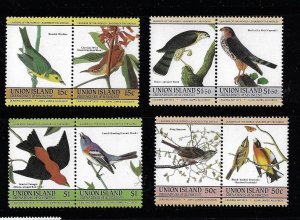 Union Isl. Se-tenant birds x4 ,  Scott 186-189, MNH, XF            (g295