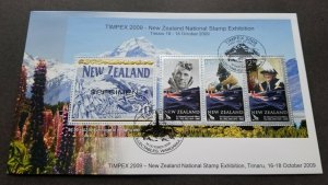 New Zealand TIMPEX 2009 Timaru Mountain Flag Flower Fern FDC *gold foil *unusual