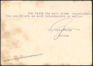 Germany 1929 Zeppelin Mi34 Deutschlandfahrt Bordpost Cover Beuerle Estate 110998