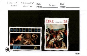 Ireland, Postage Stamp, #677-678 Mint NH, 1986 Christmas (AB)