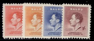 NAURU GVI SG44-47, 1937 CORONATION set, LH MINT.