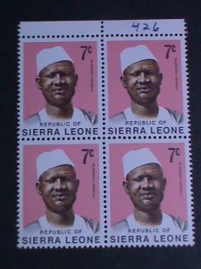 ​SIERRA LEONE-1972 SC#426 PRESIDENT SIAKA STEVENS MNH BLOCK MNH VERY FINE