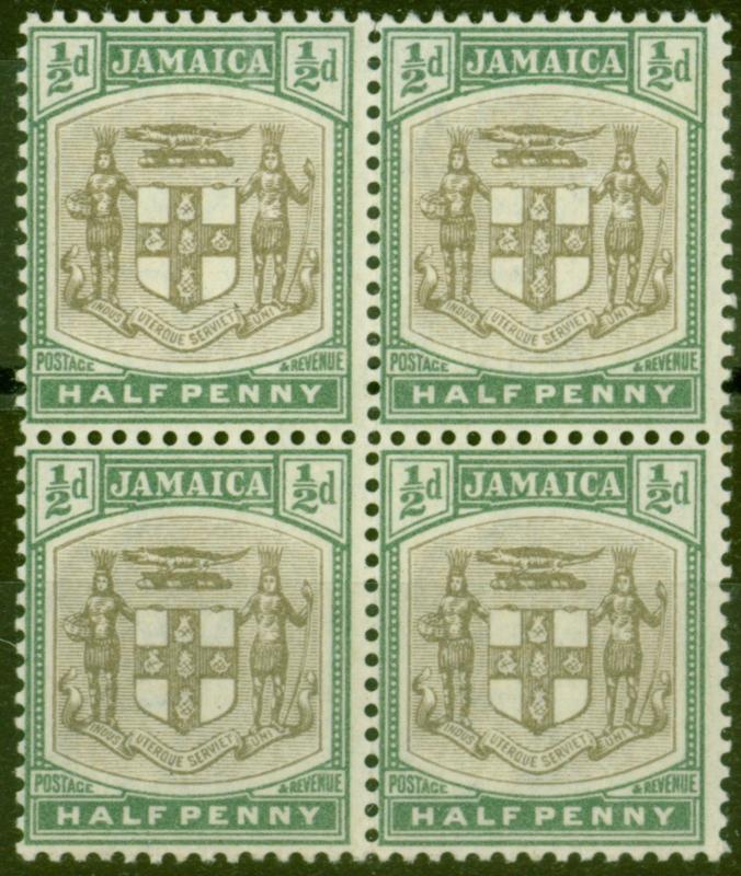 Jamaica 1903 1/2d Grey & Dull Green SG33 V.F MNH Block of 4