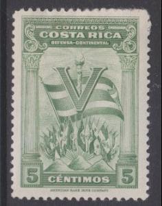 Costa Rica sc#220 1942 5c V for Victory MH