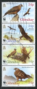 Gibraltar 716a-d Used : Attached Strip of 4