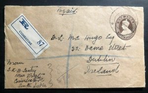 1939 Coimbatore India Stationary Registered Cover To Dublin Ireland