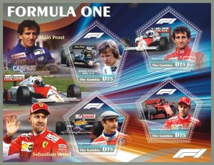 Stamps. Cars, Formula 1 2022 year 1+1 sheets perf  Gambia