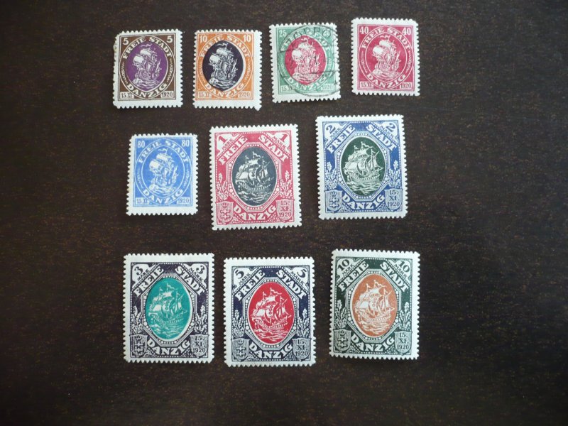 Stamps - Danzig - Scott# 49-58 - Mint Hinged & Used Set of 10 Stamps