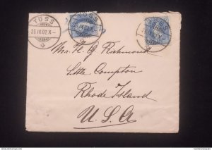 O) 1902  SWITZERLAND, HELVETIA,  TOSS AND DATE CANCELLATION, CIRCULATED TO USA