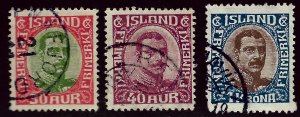 Iceland SC#122-123, 126 Used F-VF....Bid a Bargain!