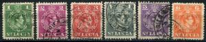 St. Lucia SC#135-40  King George VI values in cents Canceled