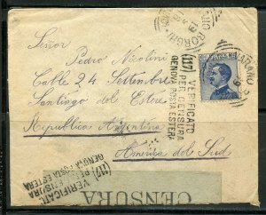 ITALY MARANO BORGHI 9/19/1916 CENSOR COVER TO SANTIAGO DEL ESTERO 11/5 AS SHOWN