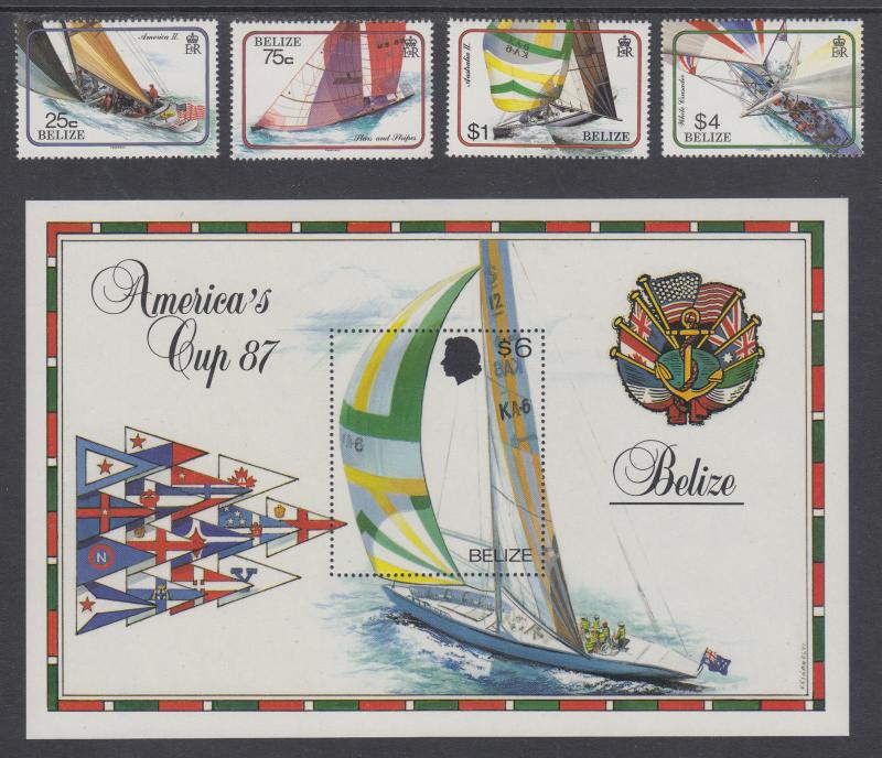 Belize Sc 858/872 MNH. 1987 America's Cup + Indigenous Monkeys, 2 complete sets