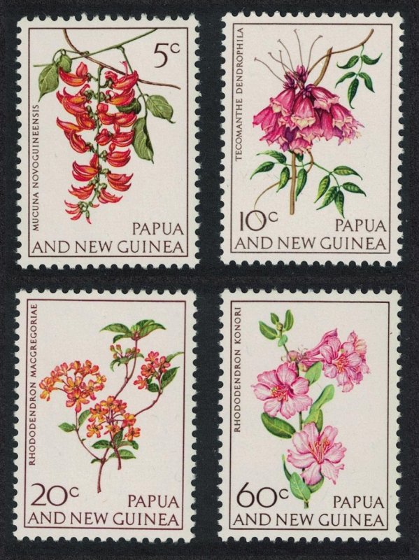 Papua NG Rhododendrons Mucuna Trumpet Vine Flowers 4v 1966 MNH SG#100-103