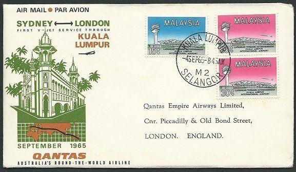 MALAYA 1965 Qantas first flight cover Kuala Lumpur to London..............39077