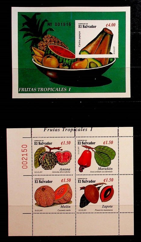 SALVADOR Sc 1461-2 NH MINISHEET+SOUVENIR SHEET OF 1997 - FRUITS