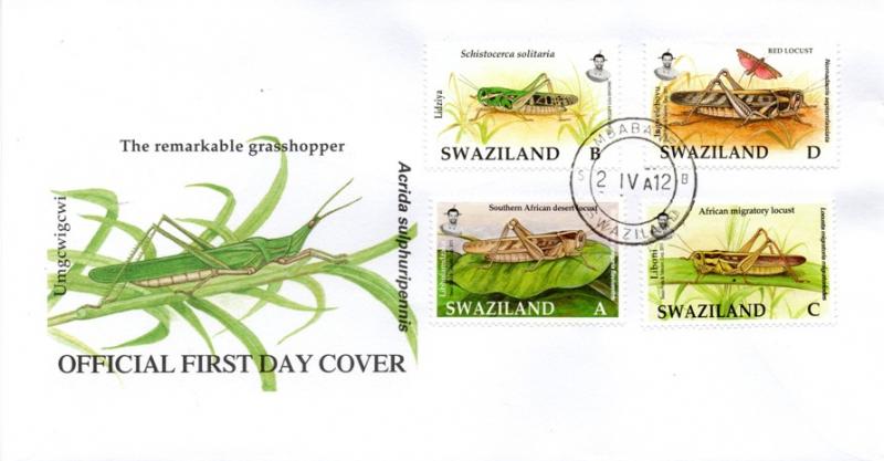 Swaziland - 2012 Grasshoppers and Locusts FDC