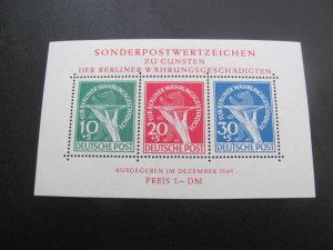 GERMANY BERLIN 1949 MNH SC 9N3a BEAR SOUVENIR SHEET XF 950 EUROS (114)