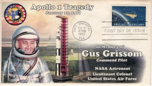 A0-1193-9, 1962, Friendship 7, Apollo 1 Memorial,  FDC, SC 1193, Tragedy, Gus Gr