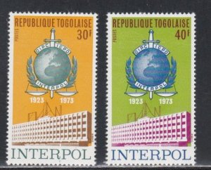 Togo # 850-851, Interpol 50th Anniversay, Mint NH, 1/2 Cat.