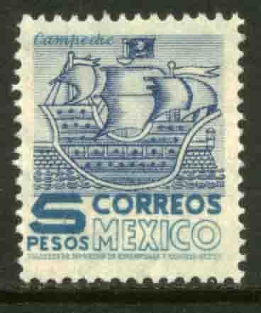 MEXICO 865 $5Pesos 1950 Definitive 1st Printing wmk 279 MNH