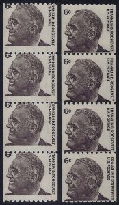 1298 - 6c Misperf Error / EFO Strip of 4 Franklin D. Roosevelt FDR Mint NH