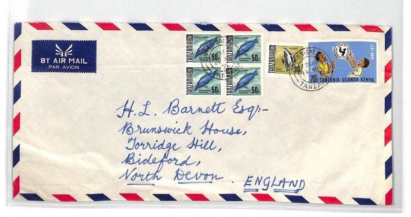 BT242 1972 TANZANIA/BRITISH KUT MIXED FRANKING *Dar* Commercial Air Cover FISH