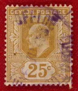 CEYLON Sc 186 USED - 1905 25c King Edward VII - Nice stamp - No faults