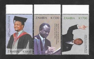 SE)2001 ZAMBIA, PRESIDENT FREDERICK CHILUBA PRESIDENTE DE LA REPÚBLICA, 3 STAMPS